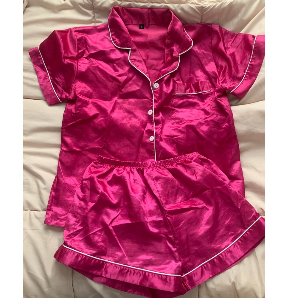 Pink Silk Pajama Set